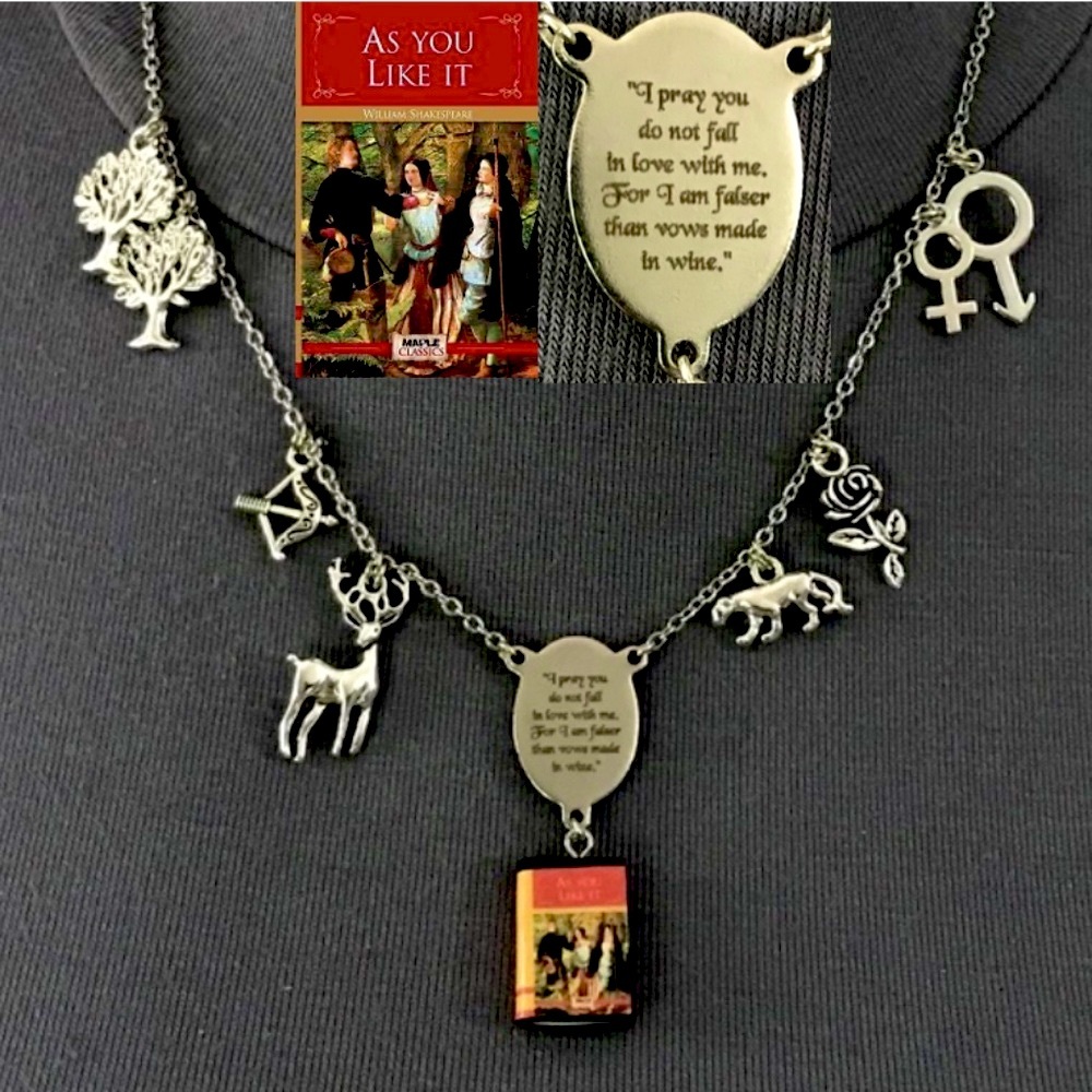 As You Like It by William Shakespeare Handmade Literature Necklace, Book Cover